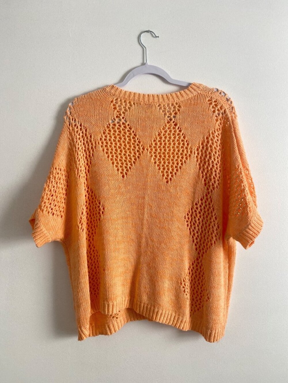 Cato Women's Peach Open Knit Diamond Pattern Sweater Size M - Picture 6 of 6